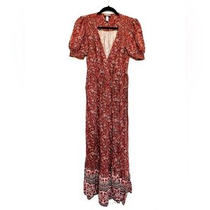 Burgundy Floral Midi Dress